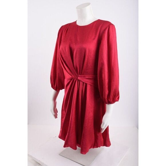 Ml Monique Lhuillier Womens Satin mini Dress Sz 10 Fuchsia Pink 3/4 Sleeve NWT - Picture 5 of 7